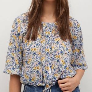 NWT Mongo button front printed floral blouse